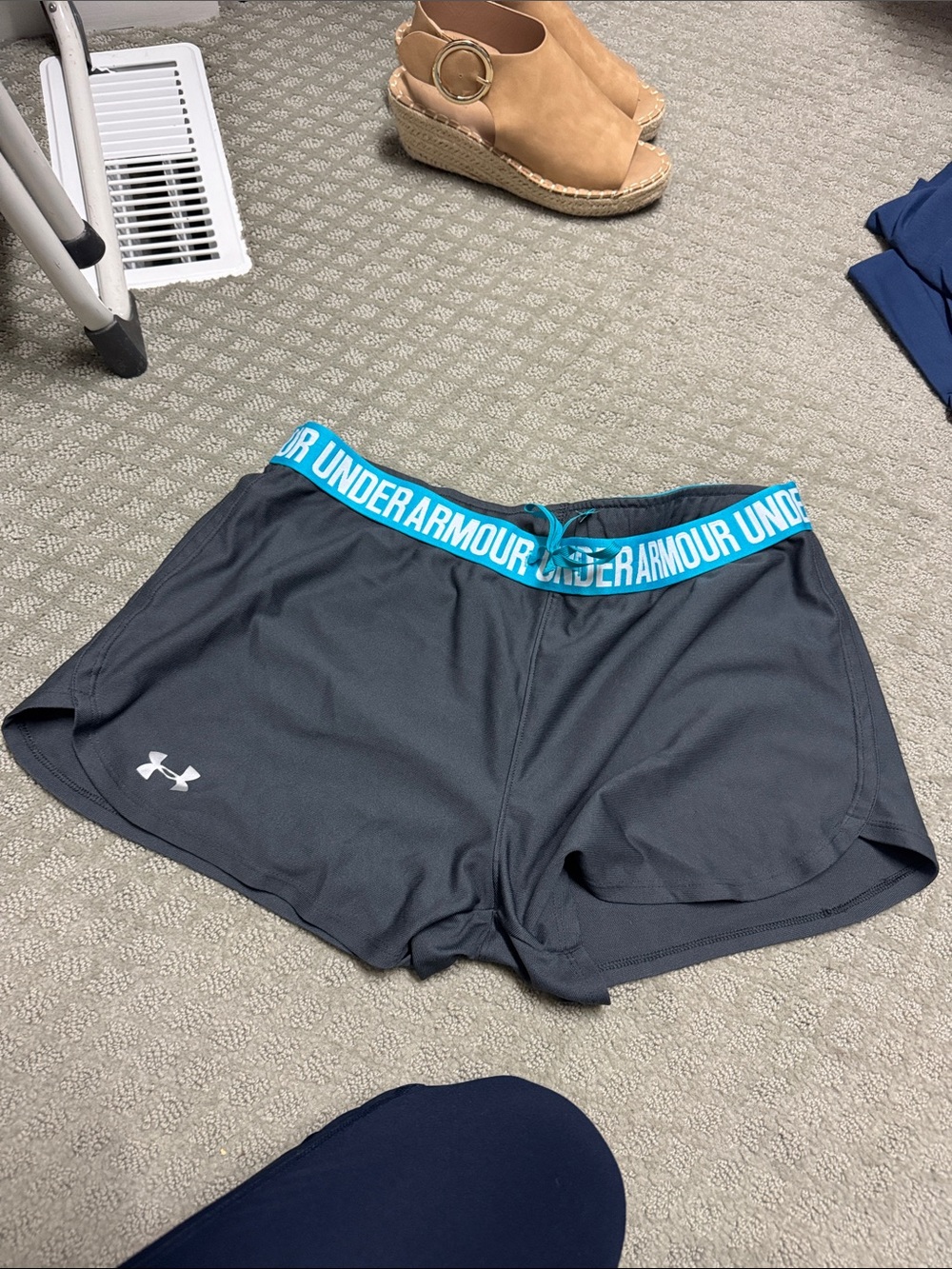 Under Armour Black Athletic Shorts with Blue Waistband